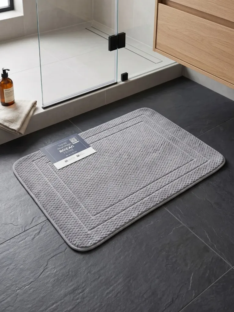 Tapete de banheiro veludo cinza 45x65cm